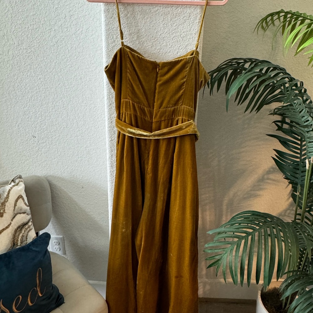 J crew velvet yellow jumpsuit size 12 - Picture 7 of 10